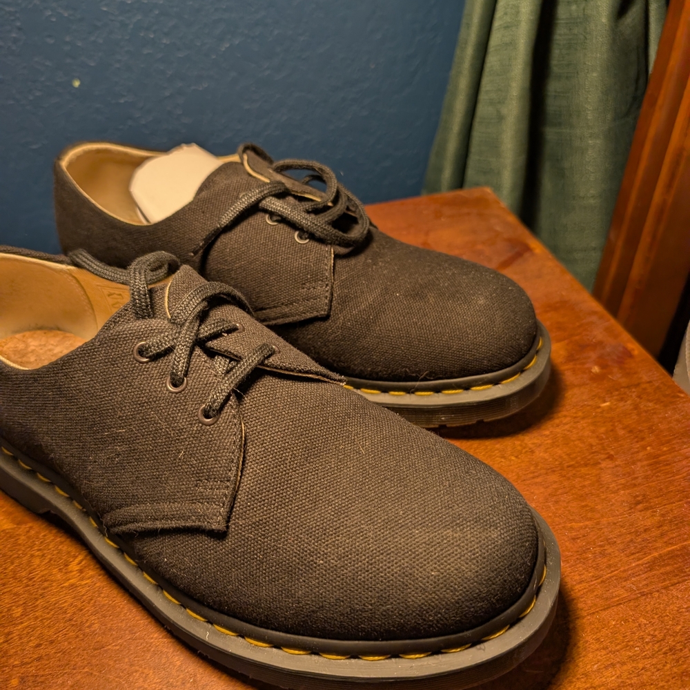 Dr. Martens Black Canvas Lace-Up Loafers